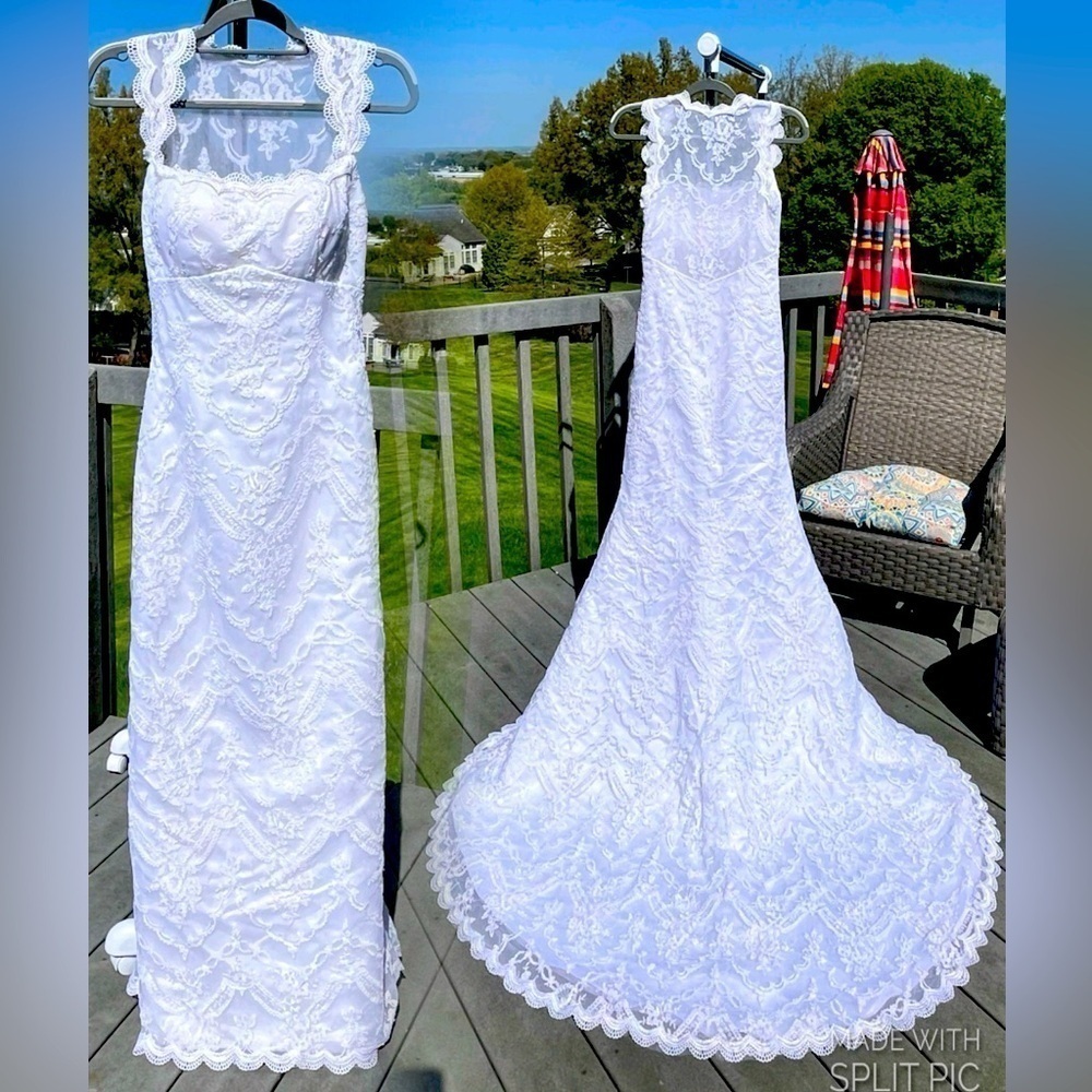 Custom Satin w/ Lace Overlay Mermaid Trumpet Wedding Dress